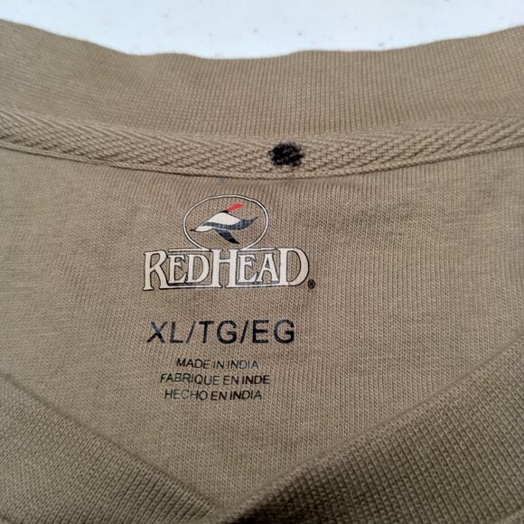 Redhead Henley Shirt Men XL Buck Deer Turkey Hunting Hunt Tan Animals Cabincore - Picture 10 of 10
